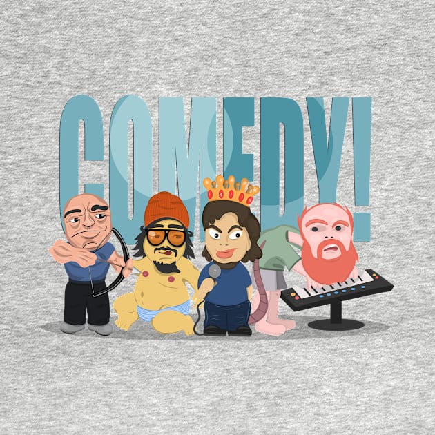 Comedy! Design With Illustrations of Joe Rogan, Bobby Lee, Theo "The Rat King" Von & William Montgomery by Ina